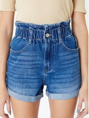 Kancan Paperbag High-Waist Jean Shorts